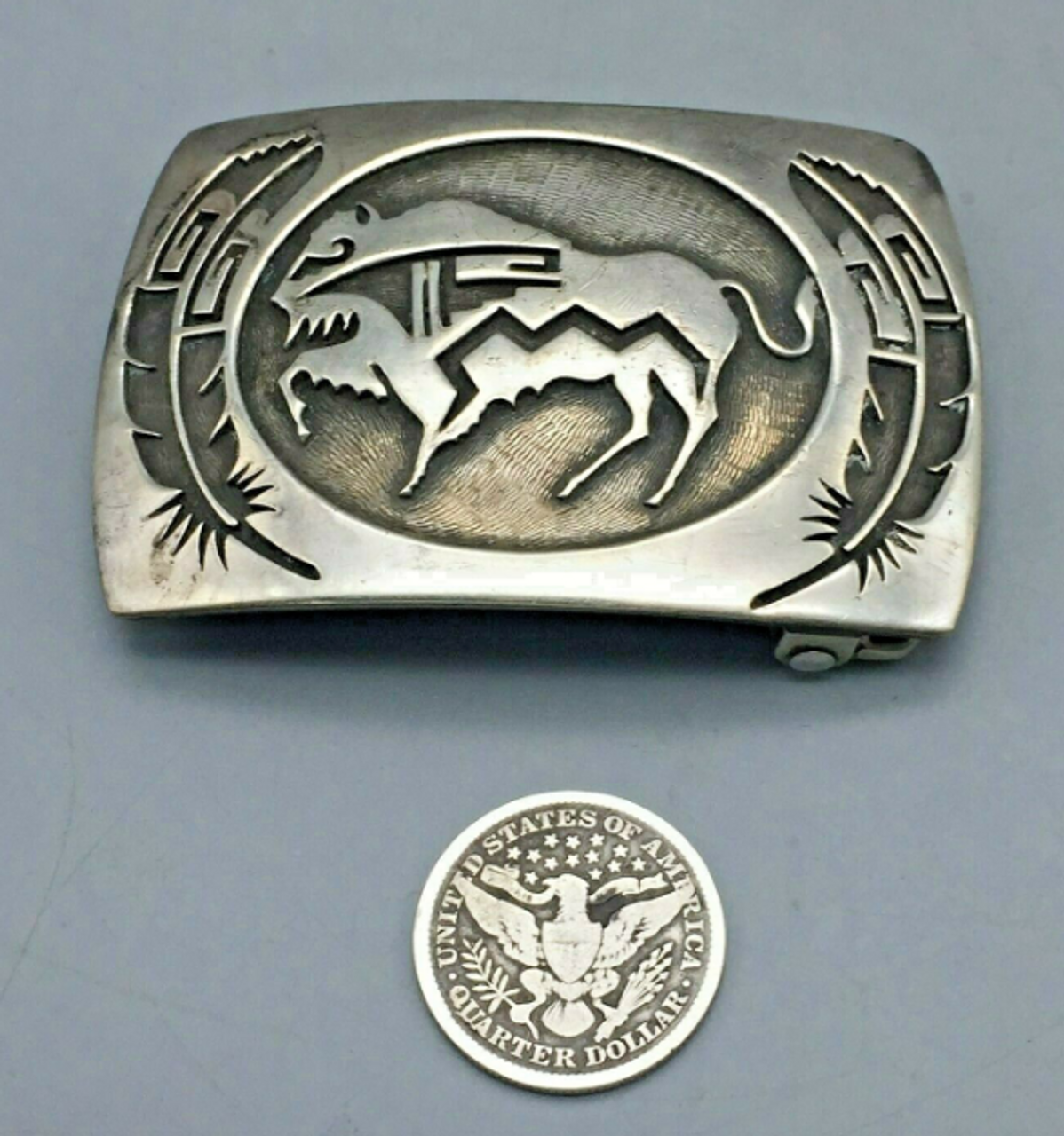 Beautiful! Hopi Overlay, Sterling Silver Belt Buckle by Raymie Namingha