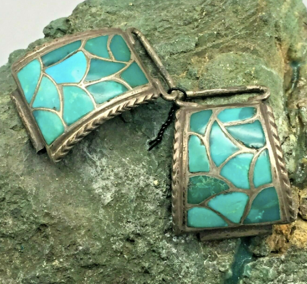 Beautiful! Vintage, Fish Scale Style, Zuni Inlay Turquoise  display picture 1
