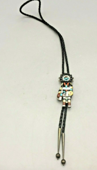 EXQUISITELY Detailed Vintage Zuni Inlay Bolo Tie by Andrew Dewa