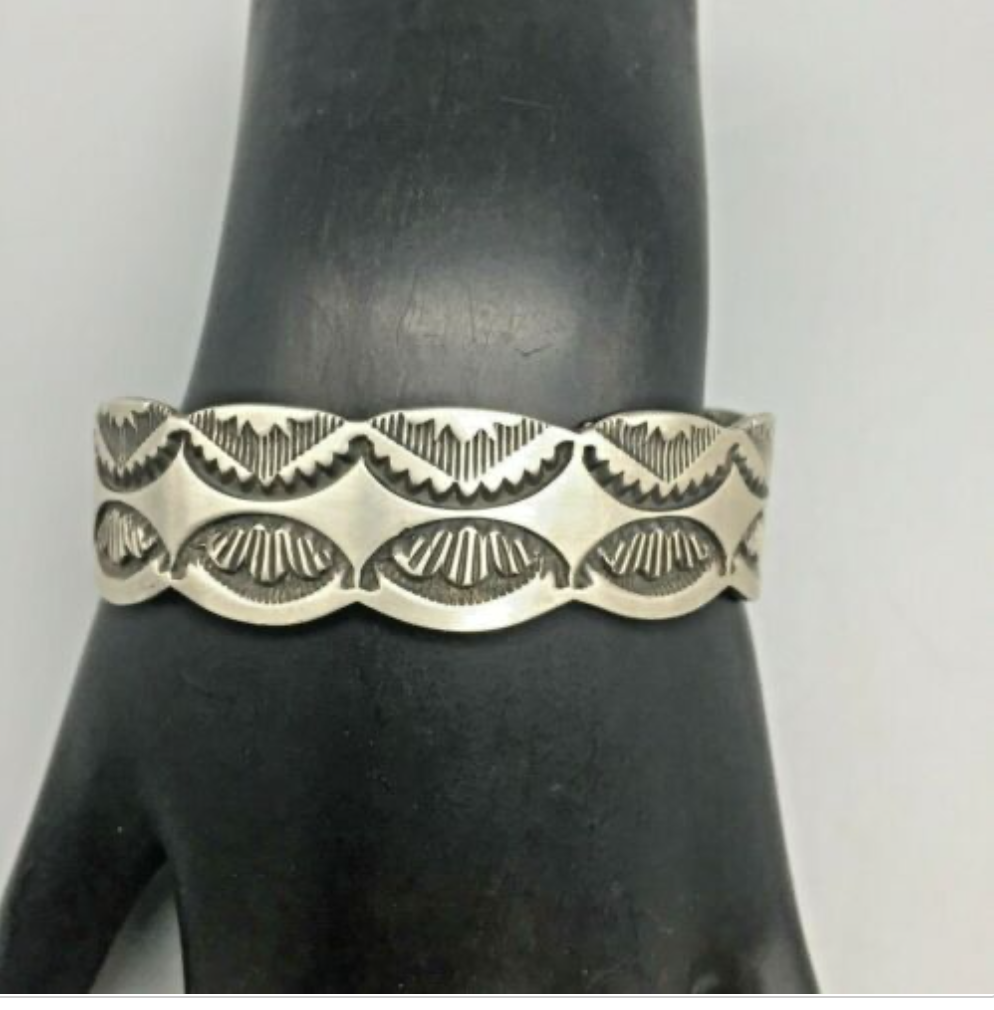 A Lovely Hand Stamped Sterling Silver Bracelet by Marc Antia