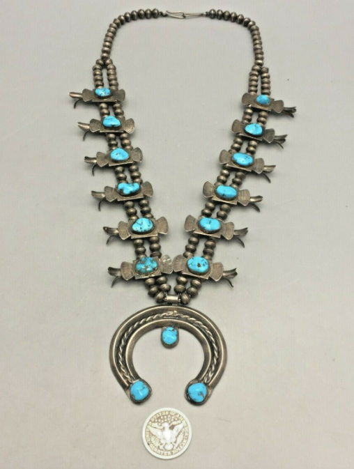 Vintage Box Bow Style Squash Blossom Necklace