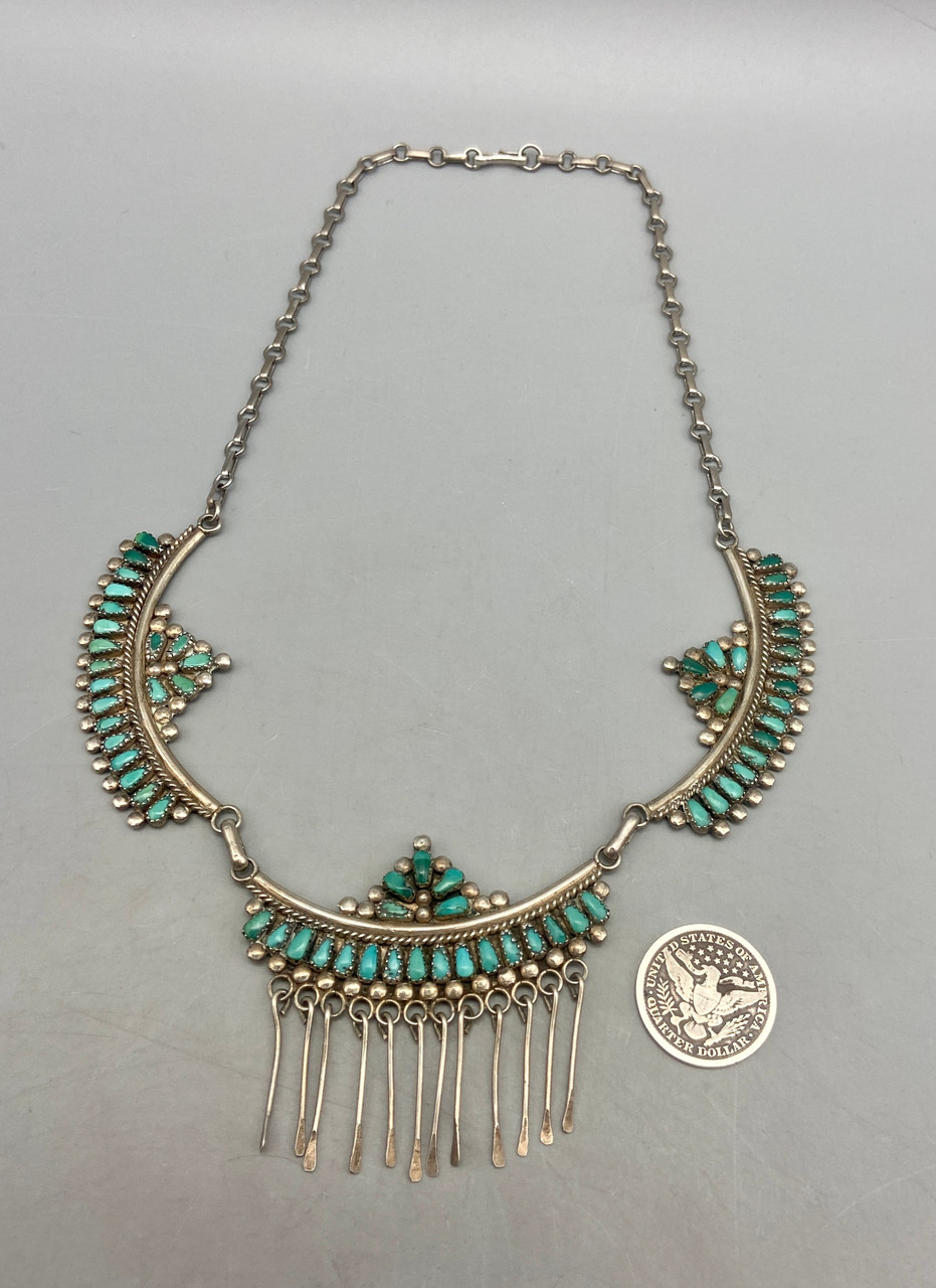Vintage Turquoise Petit Point Necklace by Elanda Wyaco