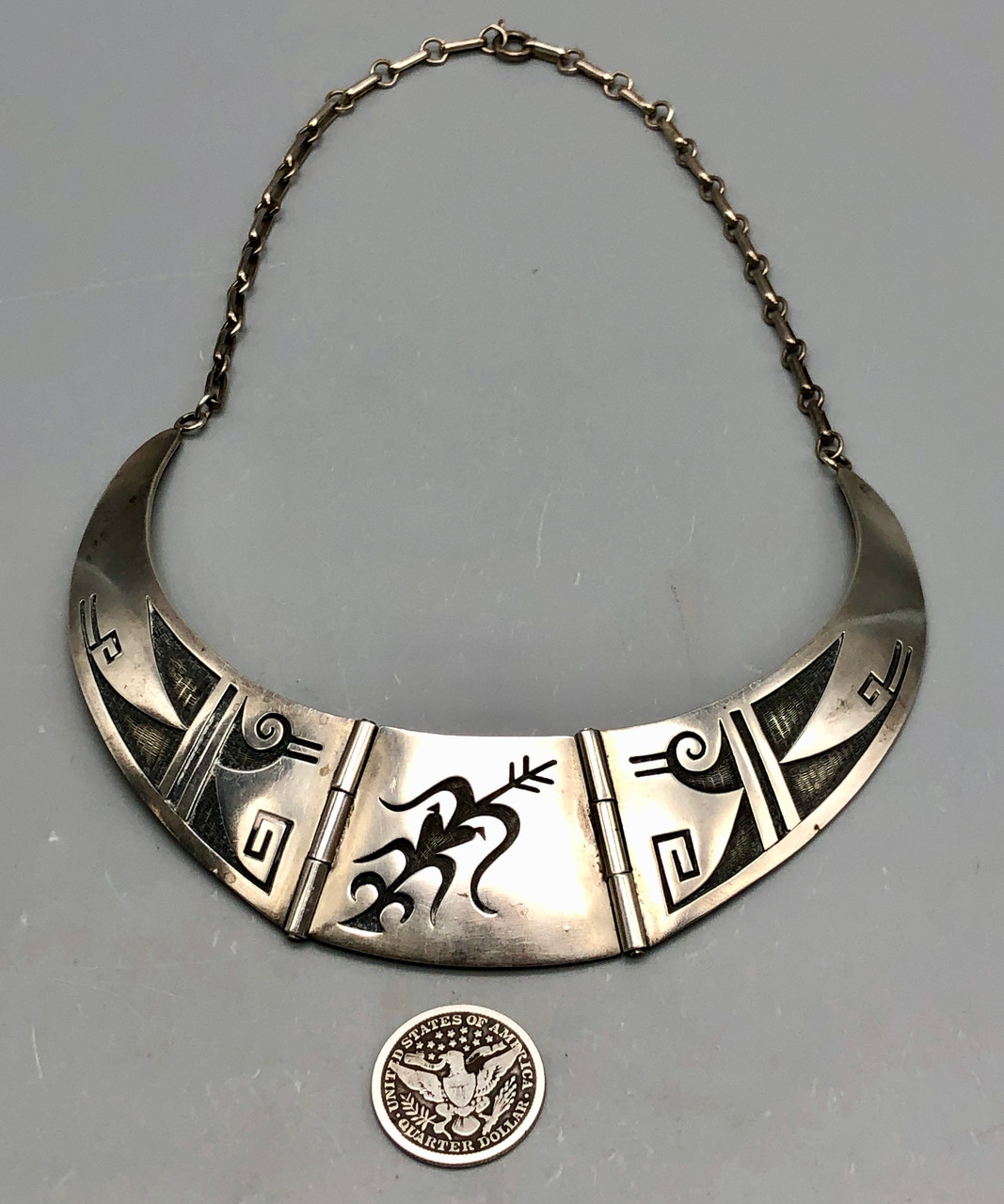 Elegant Hopi Overlay Necklace by Steward Tewawine