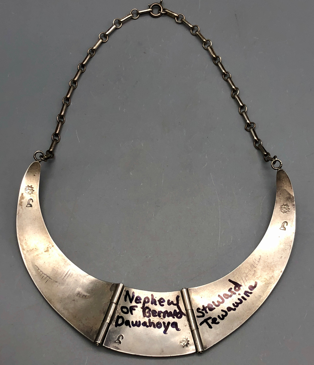 Elegant Hopi Overlay Necklace by Steward Tewawine