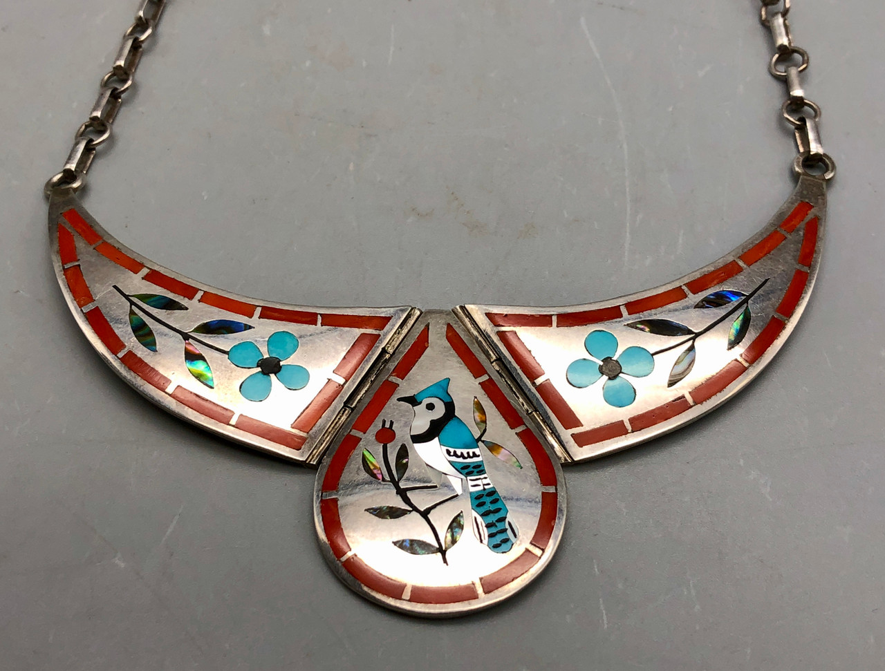 Stylish Dennis and Nancy Edaakie Blue Jay Inlay Necklace