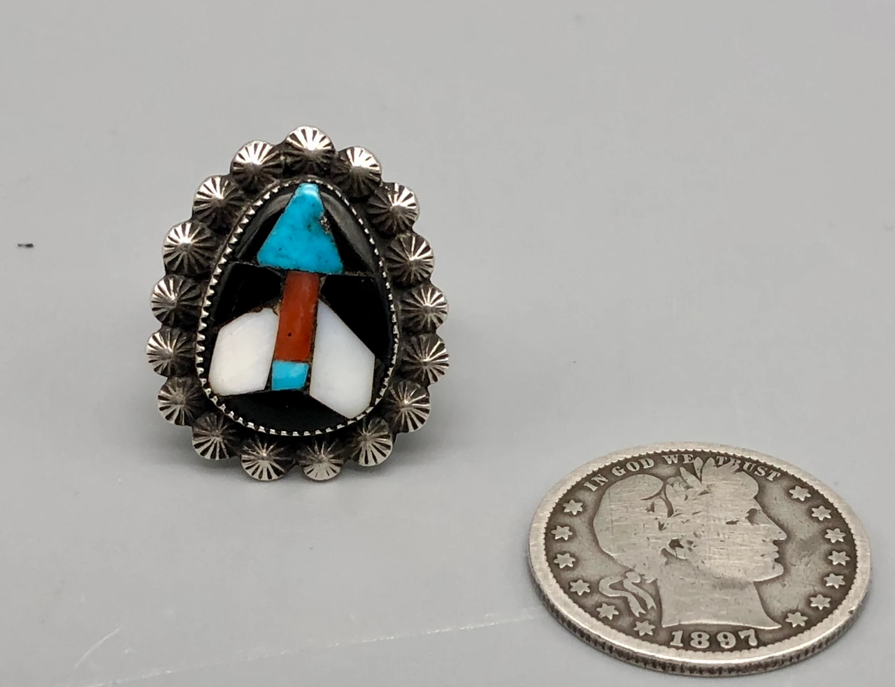 Alluring Arrow Inlay Ring Attributed to John Gordon Leak