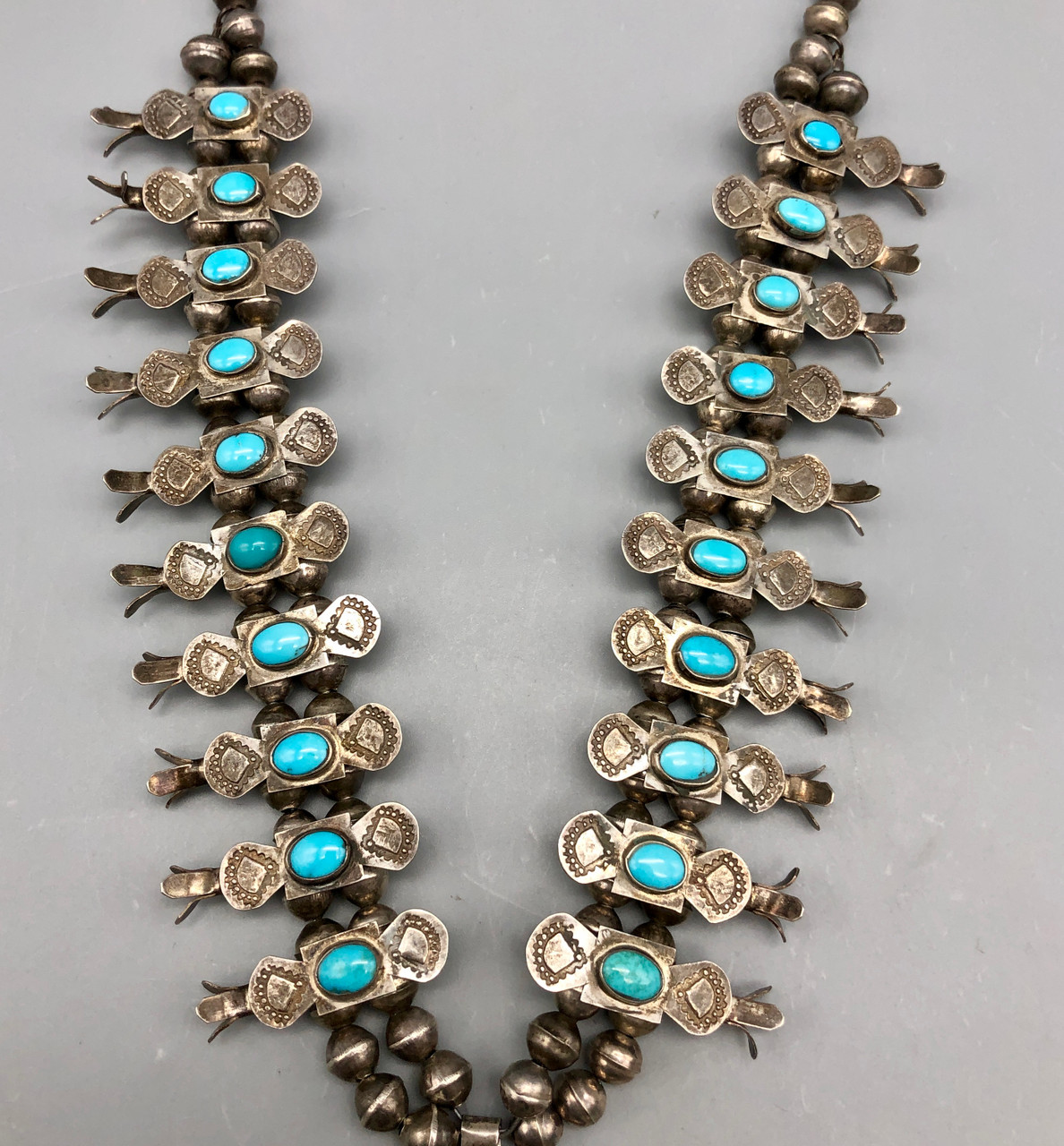 Fabulous 1940s Box Bow Squash Blossom Necklace