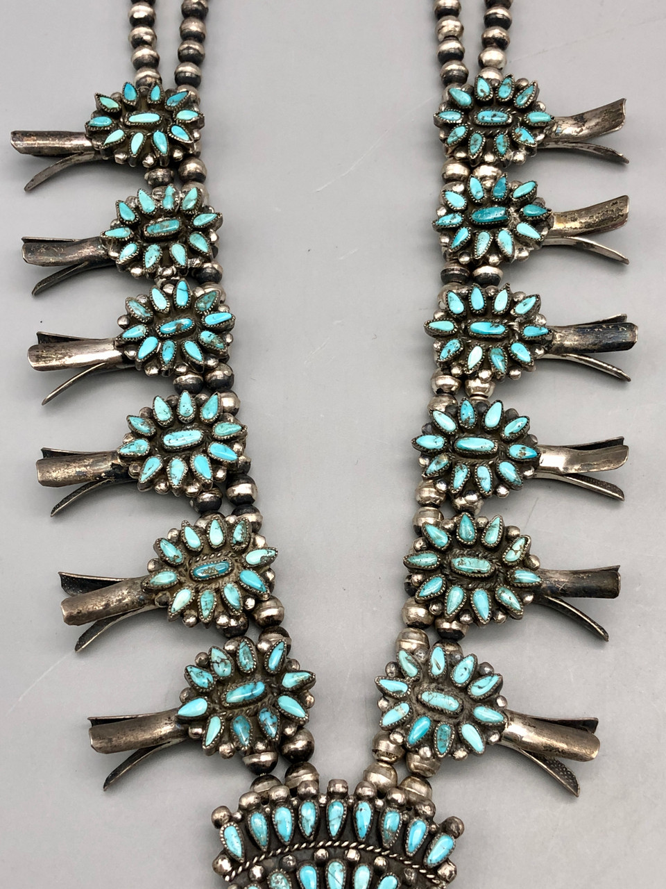 Outstanding Victor Moses Begay Turquoise Cluster Squash Blossom