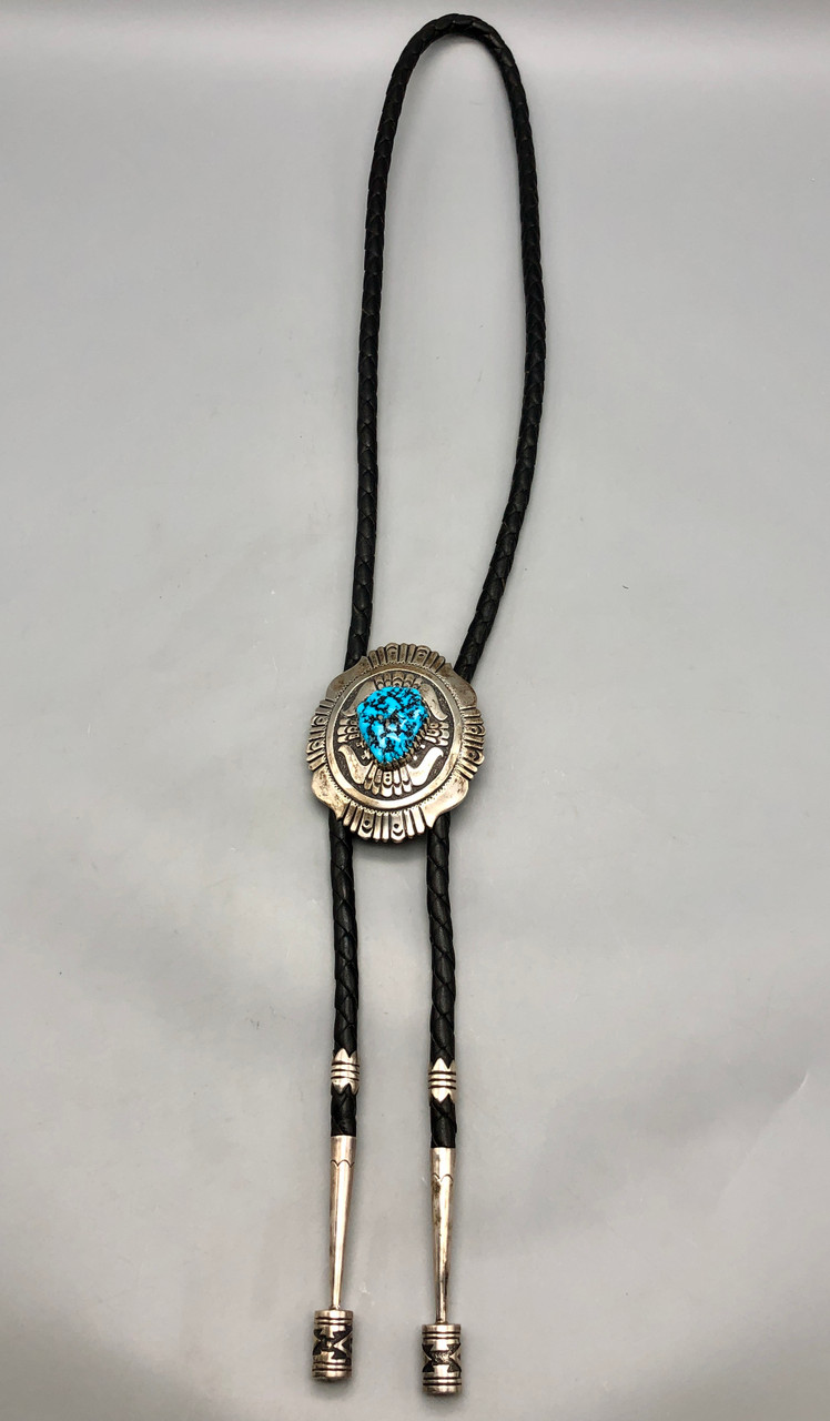 Tantalizing Tommy Singer Turquoise and Sterling Silver Bolo Tie