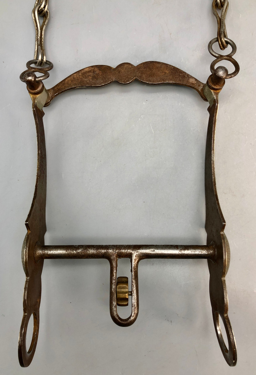 Ornate Pattern Walla Walla Prison Bit with Halfbreed Mouth and Rein Chains
