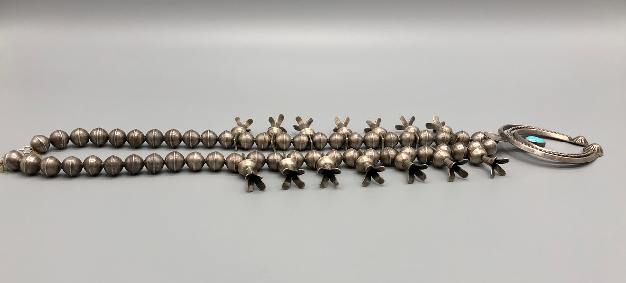 1940s-1950s 4 Petal Squash Blossom Necklace