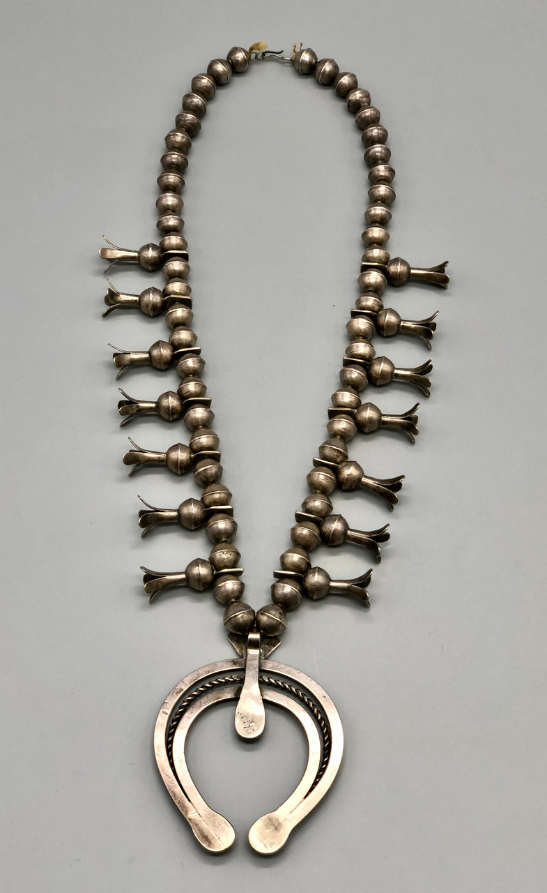 1940s-1950s 4 Petal Squash Blossom Necklace
