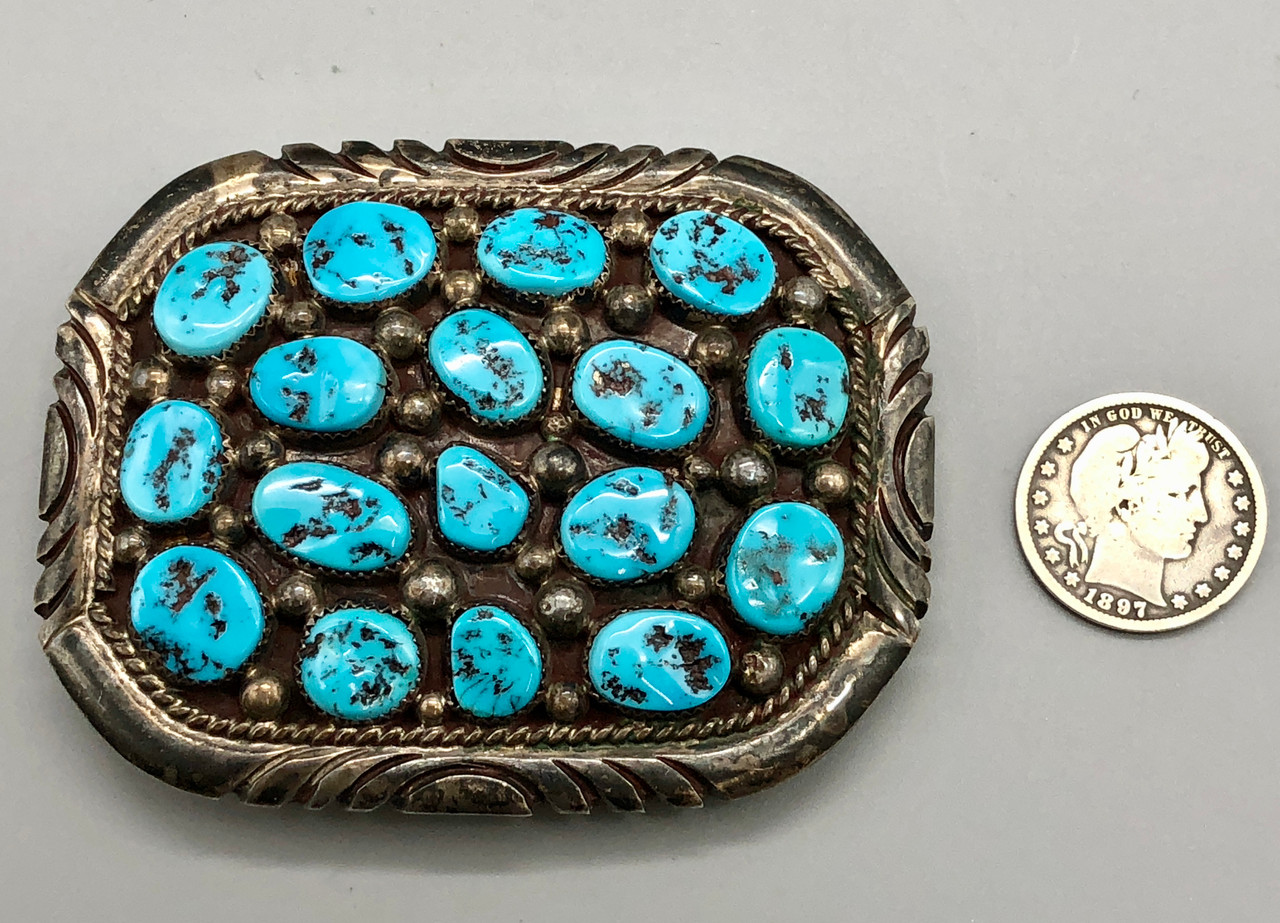 Turquoise Cluster Belt Buckle by Tommy Moore display picture 2