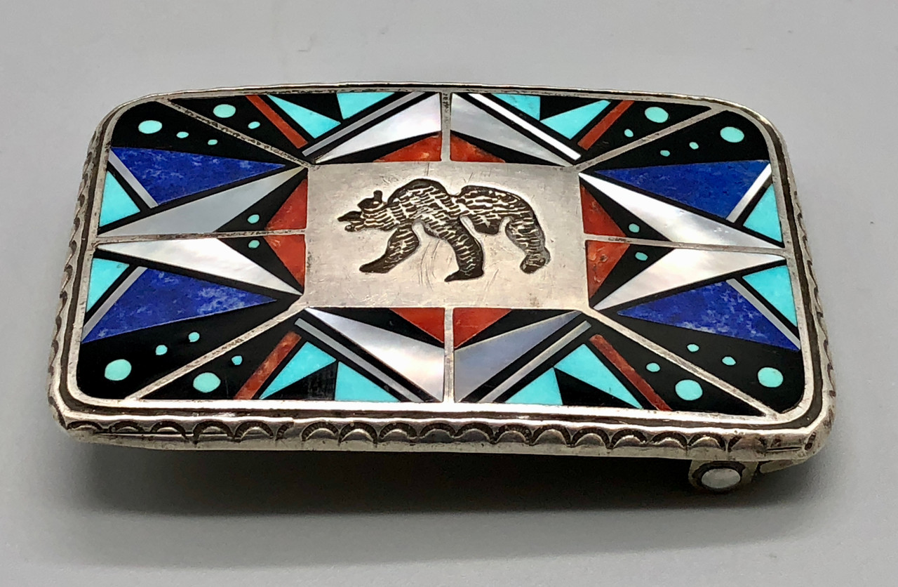 Navajo Multi Stone Inlay Belt Buckle
