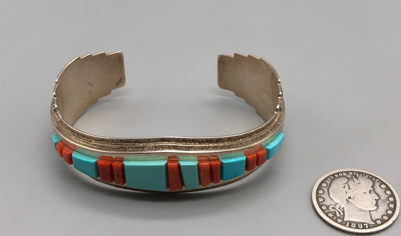 Sterling Silver & Cobblestone Inlay Bracelet By Harrison Jim
