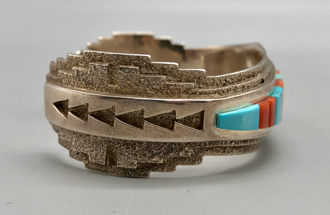Sterling Silver & Cobblestone Inlay Bracelet By Harrison Jim