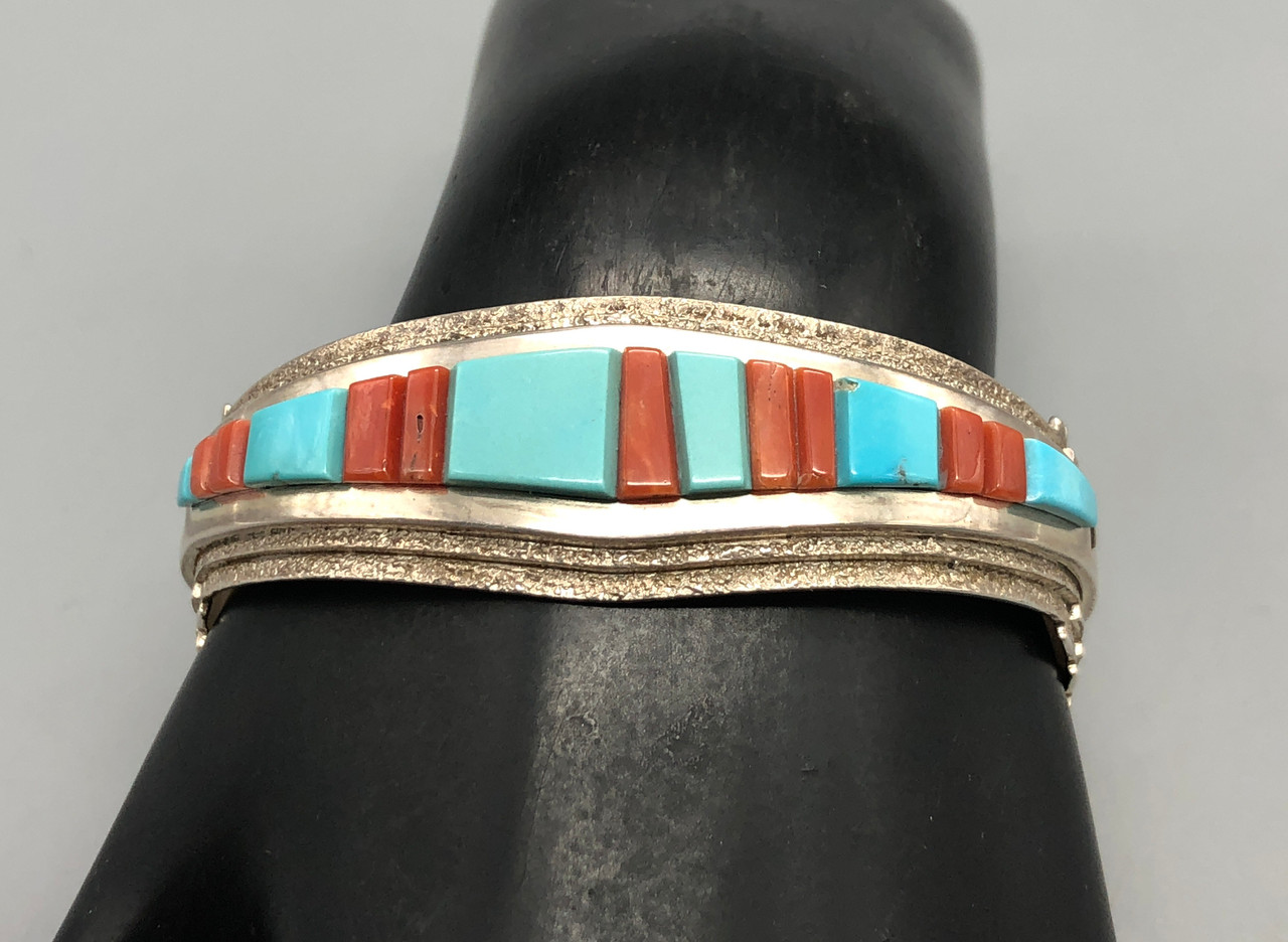 Sterling Silver & Cobblestone Inlay Bracelet By Harrison Jim