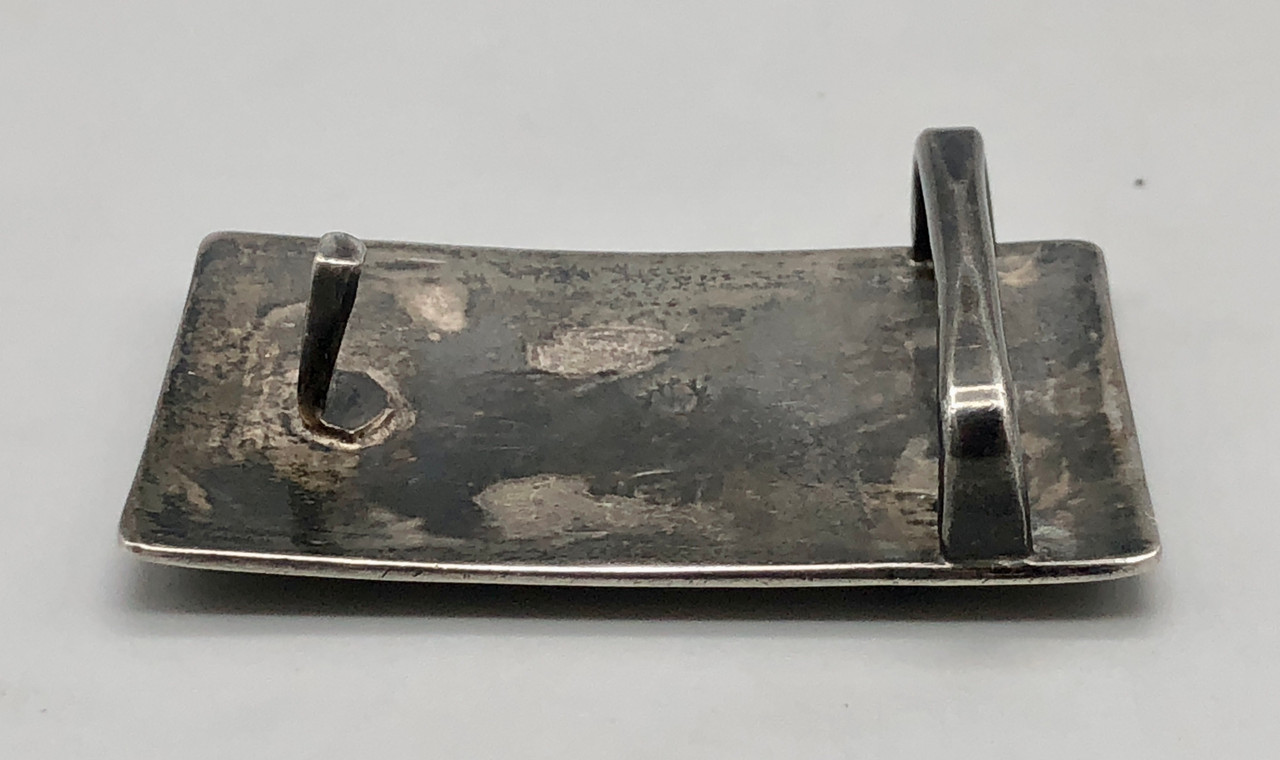 Vintage Sterling Silver Hopi Overlay Belt Buckle