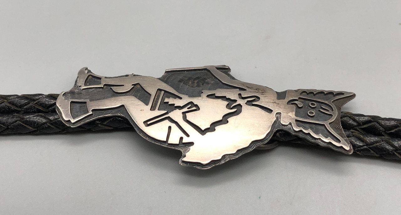 Vintage HOPICRAFT Wayne & Emory Sekaquaptewa Sterling Belt Buckle Wolf Head ?❤️? Rare!! Vintage Harry Sakyesva Sterling & Turquoise  main image 3
