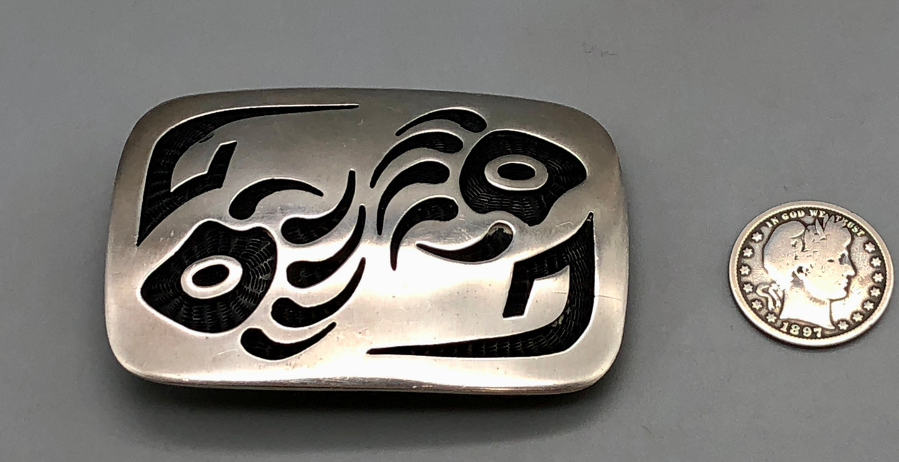 Hopi Overlay Belt Buckle by Bernard Dawahoya