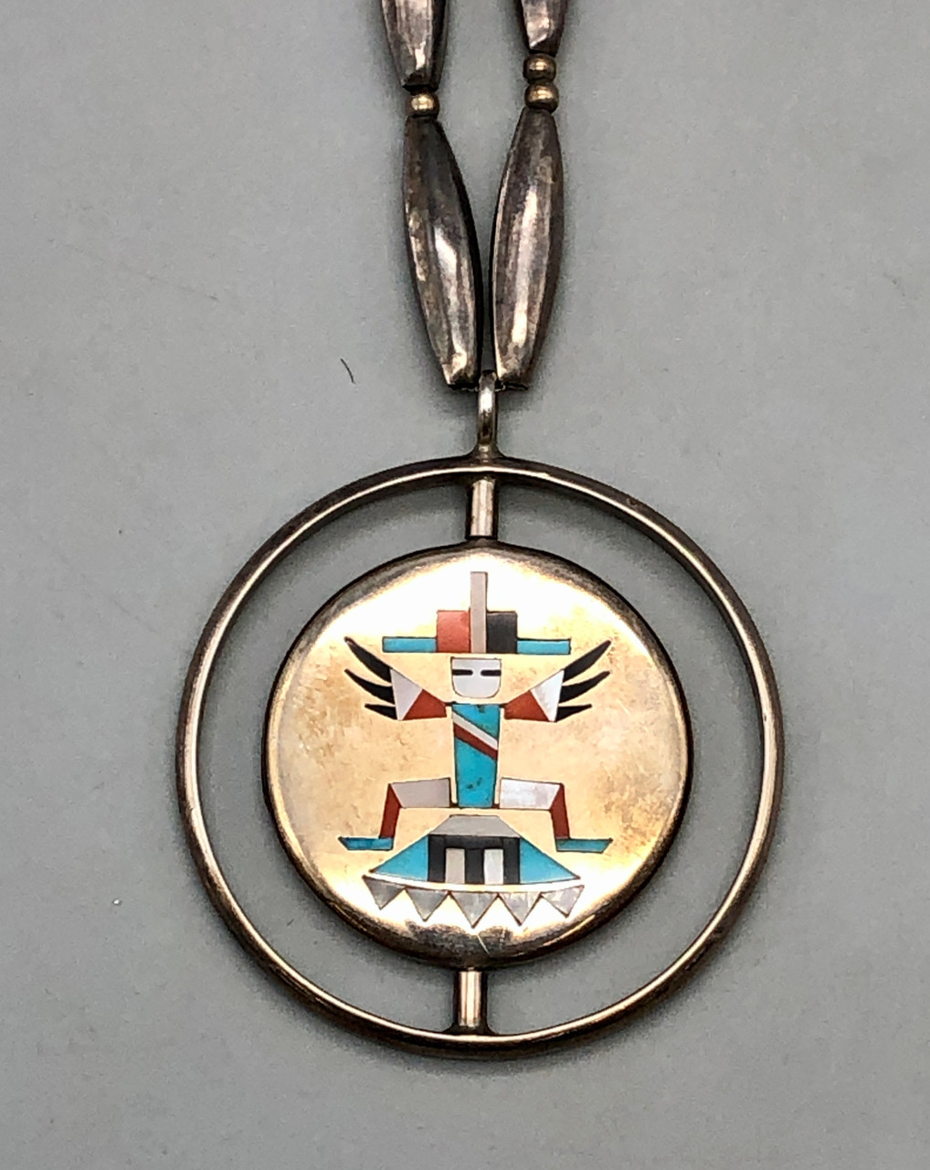 Vintage Zuni Inlay Spinner Necklace- Natachu