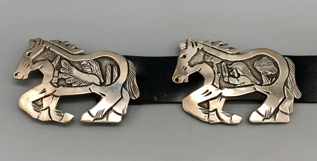 Sterling Silver Bracelet Horse Overlay by Lloyd Becenti