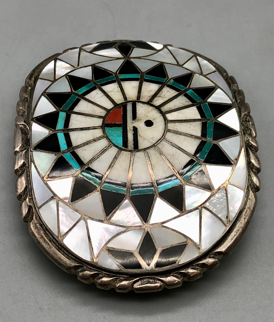 Multi-Stone Sunface Theme Inlay Belt Buckle