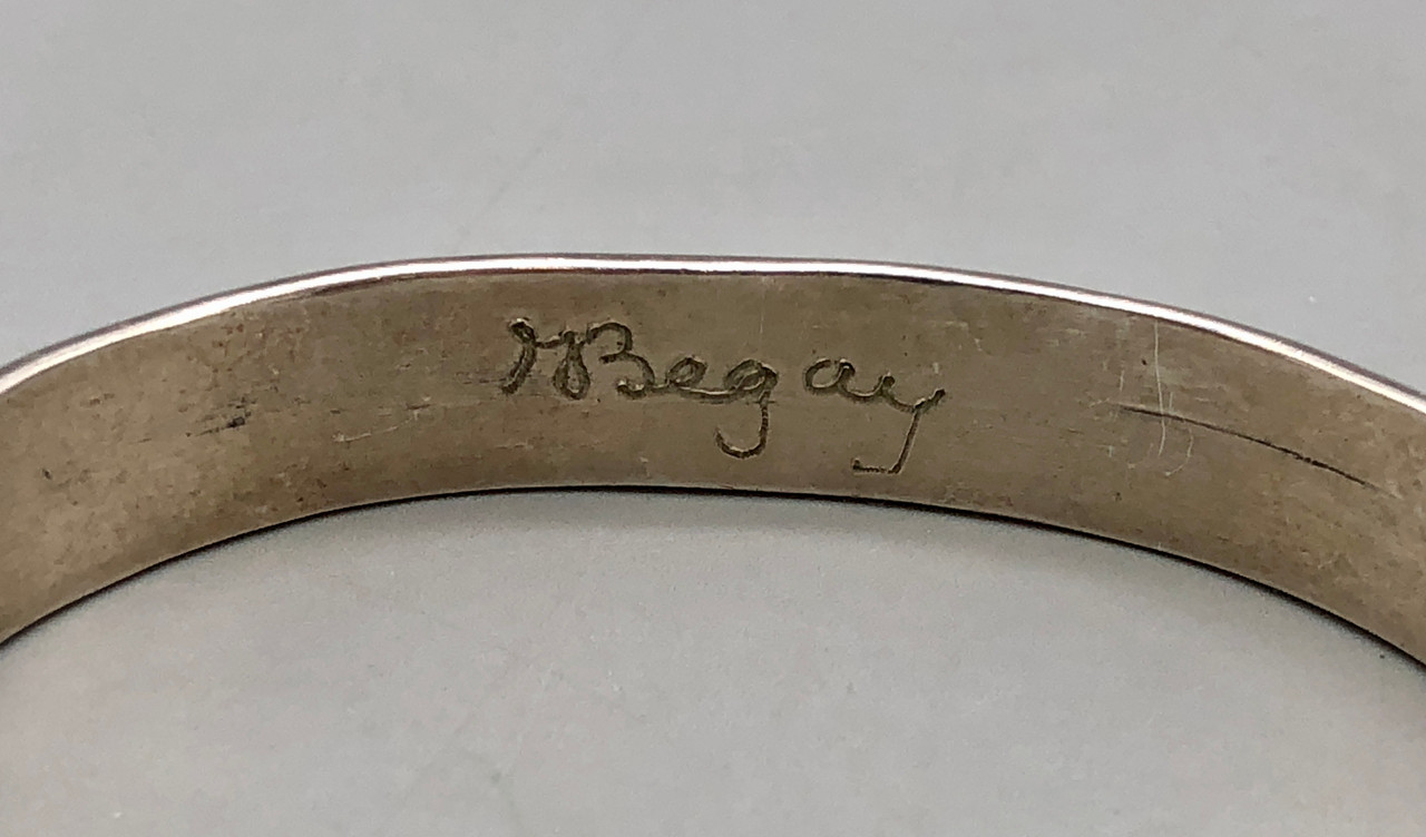 Hefty Sterling Silver Triangle Wire Bracelet With Stamping