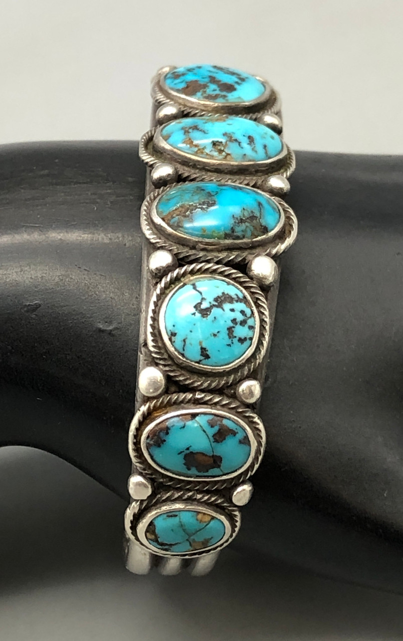 Great Old Handmade Stone Natural Turquoise Bracelet