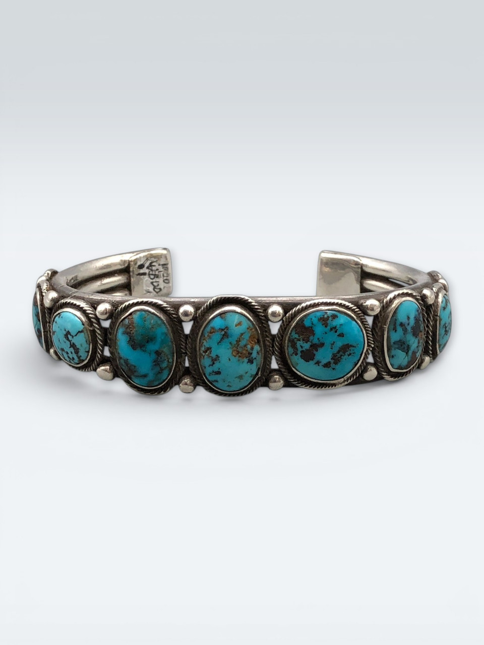 Great Old Handmade 9 Stone Natural Turquoise Bracelet