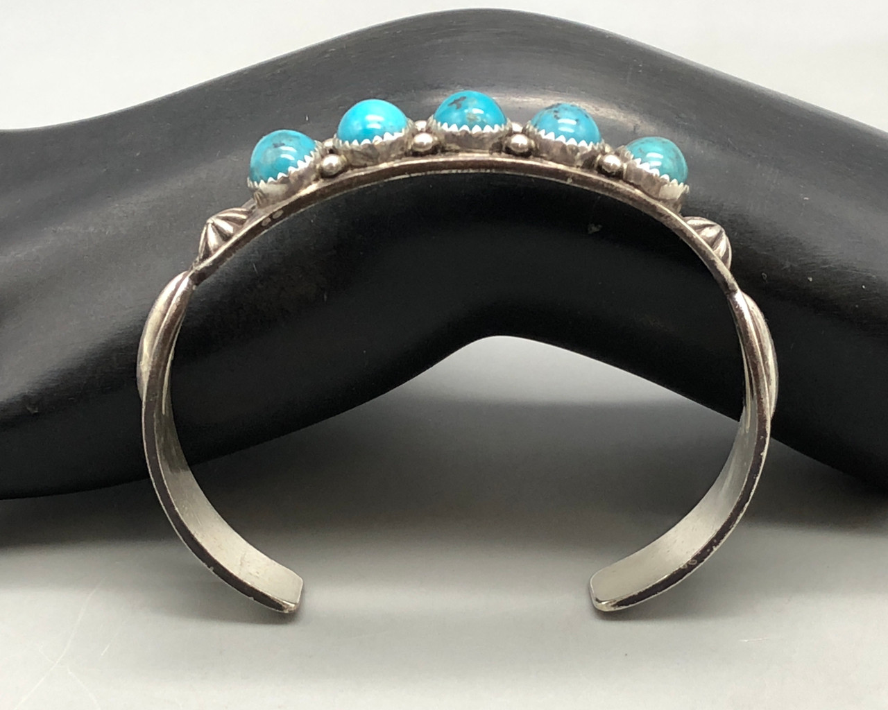 5 Stone Turquoise And Sterling Silver Bracelet By Edison Sandy Smith
