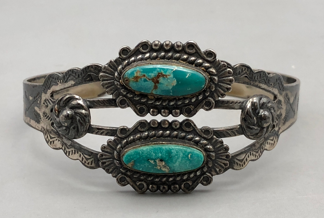 Fred Harvey Old Navajo Turquoise Cuff Bracelet