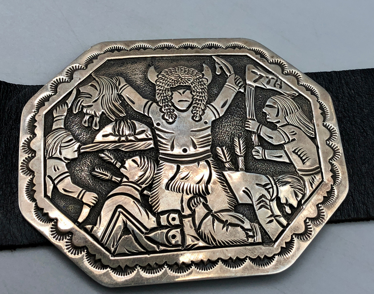 ?SALE? Navajo Floyd Becenti sterling animal theme storyteller concho belt Unisex VINTAGE NAVAJO FLOYD BECENTI HEAVY STERLING SILVER  main image 4