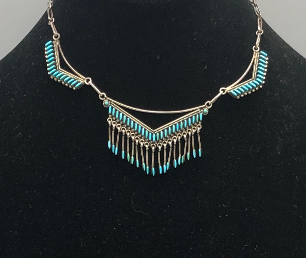 Vintage Zuni Needlepoint Turquoise Necklace