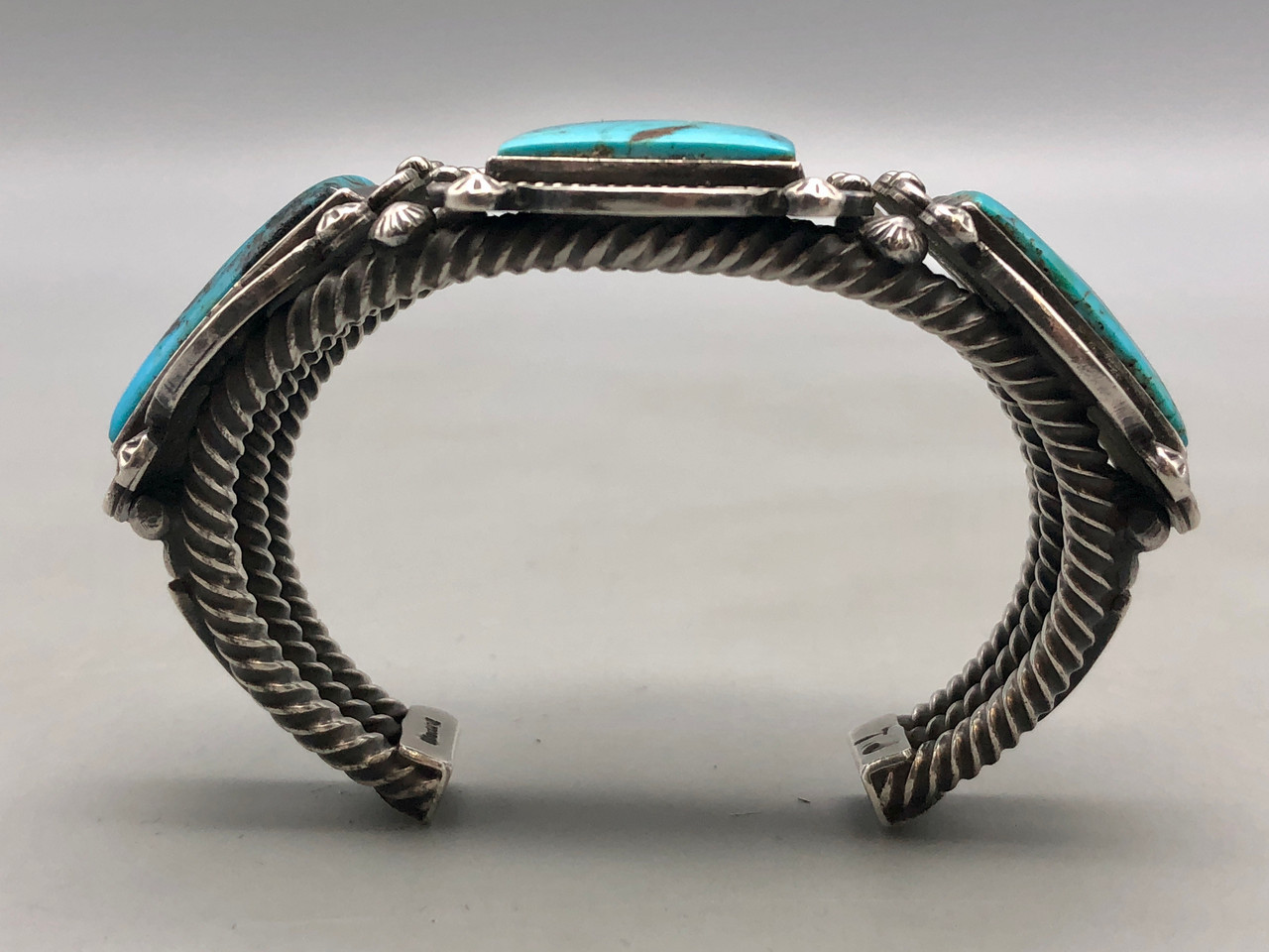 Three Stone Turquoise Bracelet by Tommy Jackson