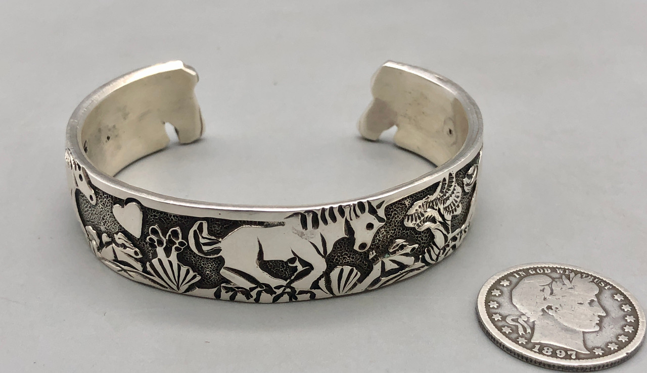 Sterling Silver Bracelet Horse Overlay by Lloyd Becenti