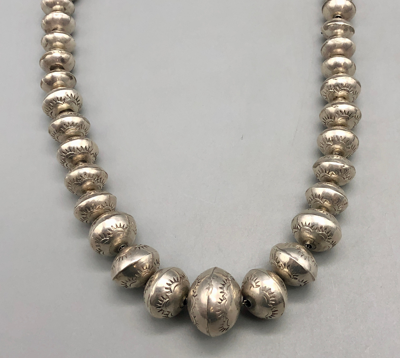 Handmade Graduated Silver Bead Necklace