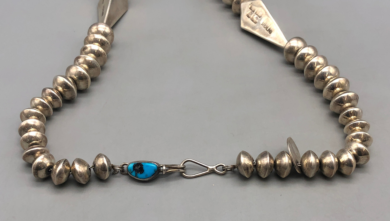 Unique Handmade Sterling Silver Bead Necklace By Orville Tsinnie