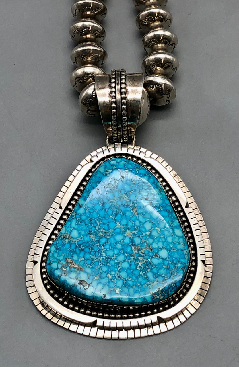 Beaded Necklace with Turquoise and Silver