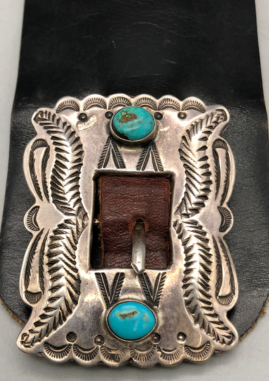 Concho Superposé JTS – Sterling Avec Turquoise, Fixation Chicago 3/8
