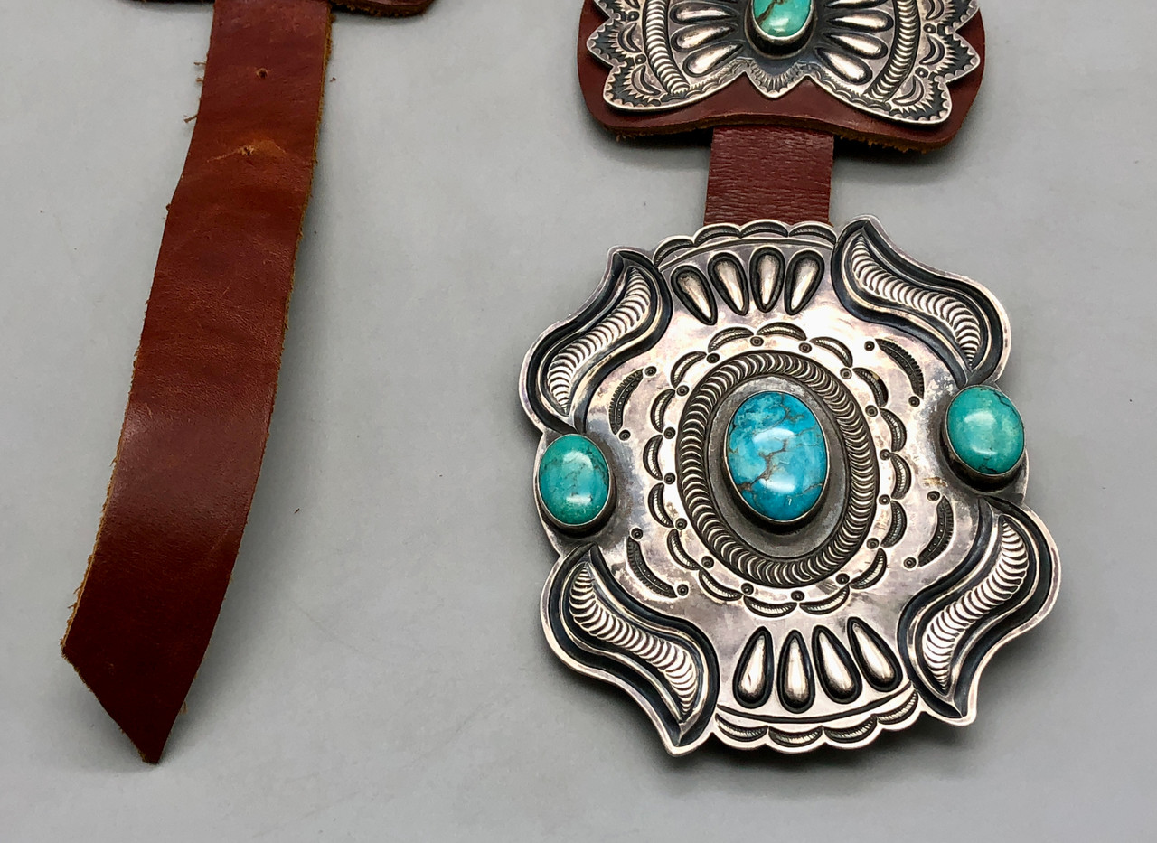 Sterling Silver And Turquoise Concho Belt By Kirk Smith