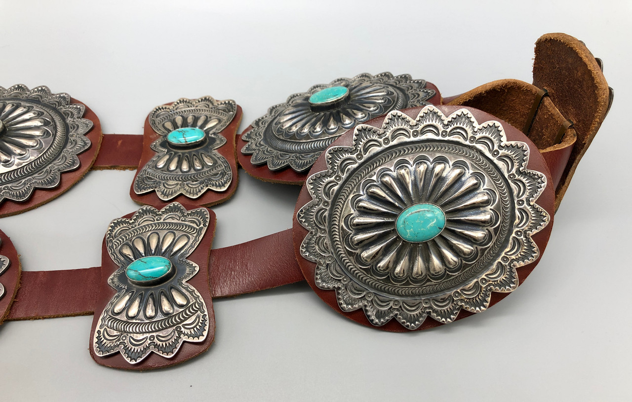 Belt, A Concho, Turquoise, Stamped Conchos with Coordinating Butterfly