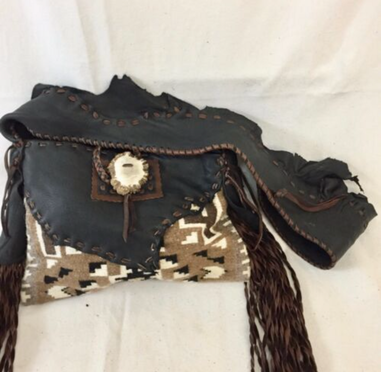 The Western Trading Post, Navajo Textile Purse - Great Leather Fringe and  Trim