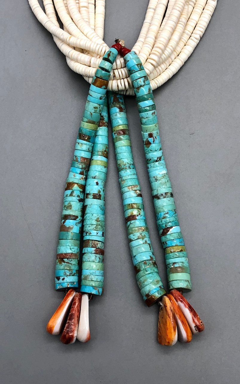 Navajo Jewelry Natural Coral and Turquoise Jocla Necklace 