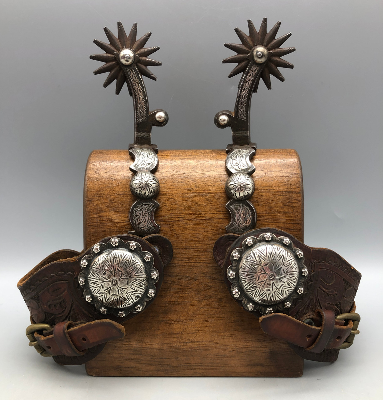 Nice Pair Of Antique California Style Spurs With Straps