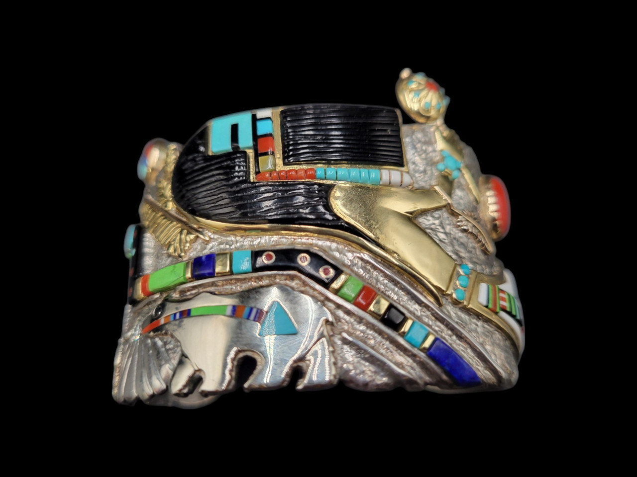 RARE Preston & Jesse Monongye 14K Gold And Sterling Silver, Inlay 
