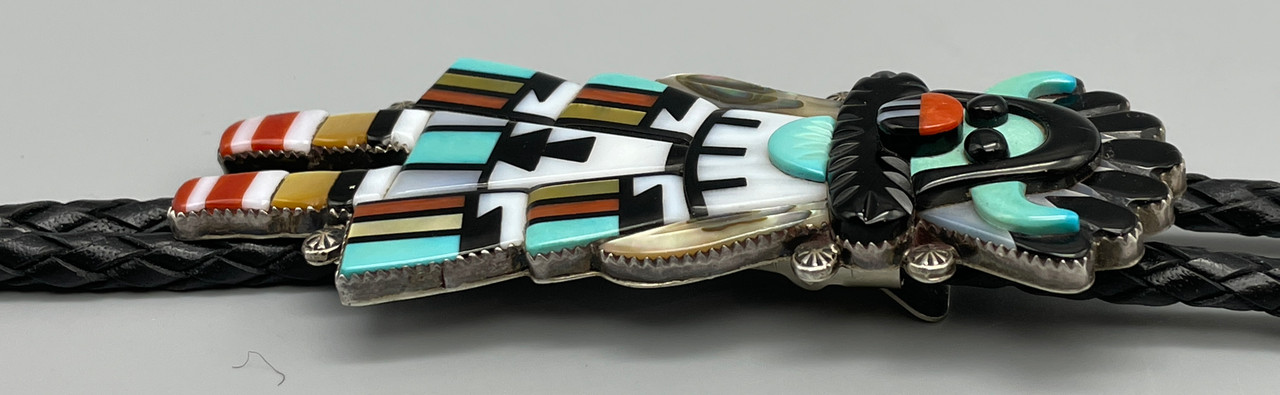 Andrew Dewa Multi Stone Inlay Bolo Tie Circa 1980s