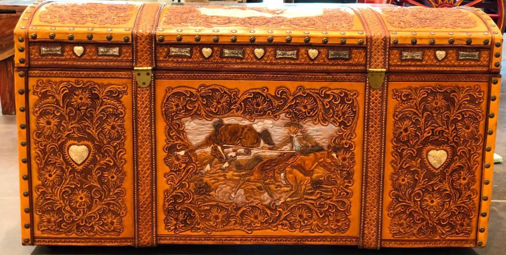 Tooled Leather Trunk By John H. Kittelson
