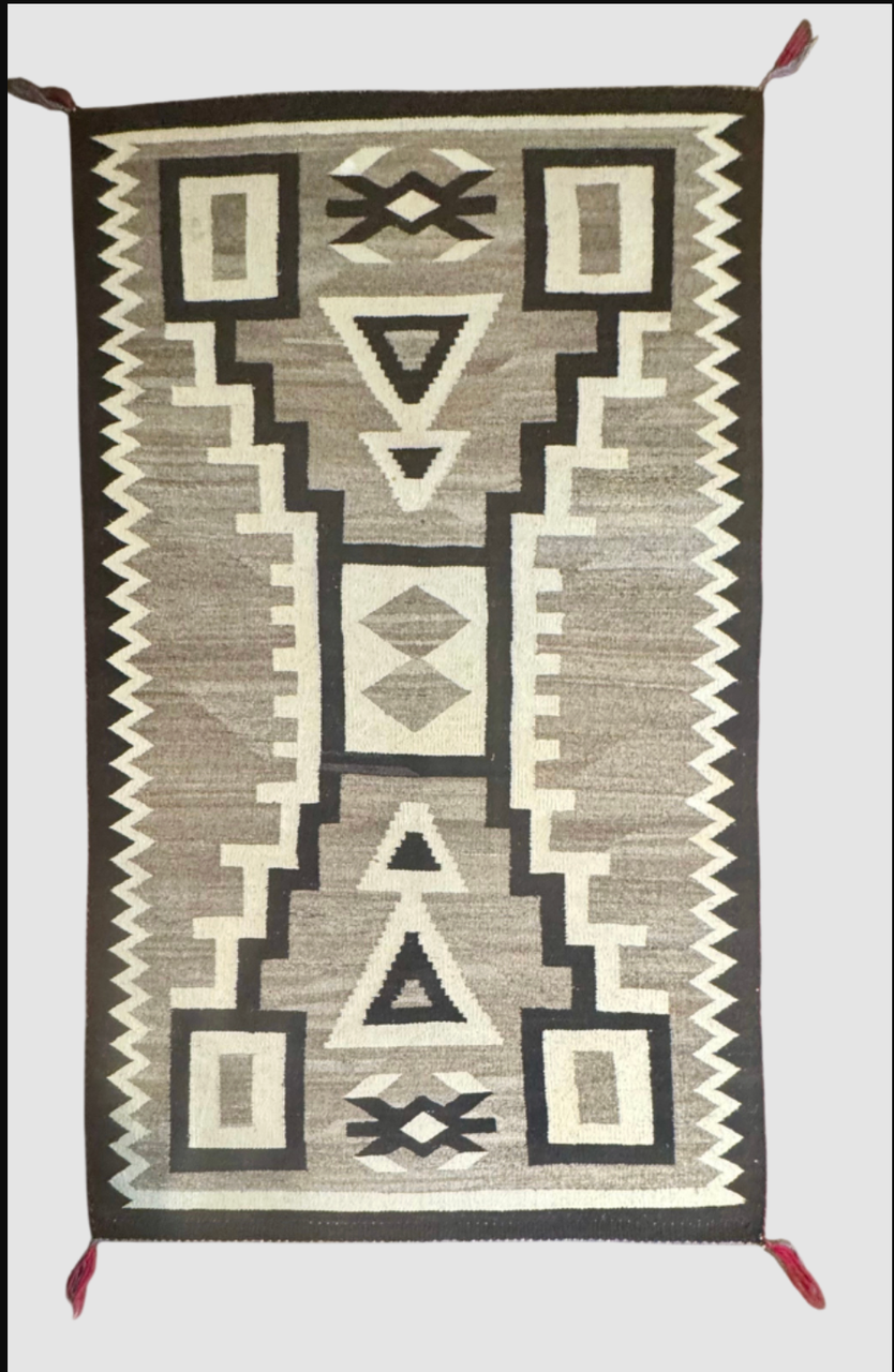 Vintage Storm Pattern Navajo Rug Circa 1940-1960s