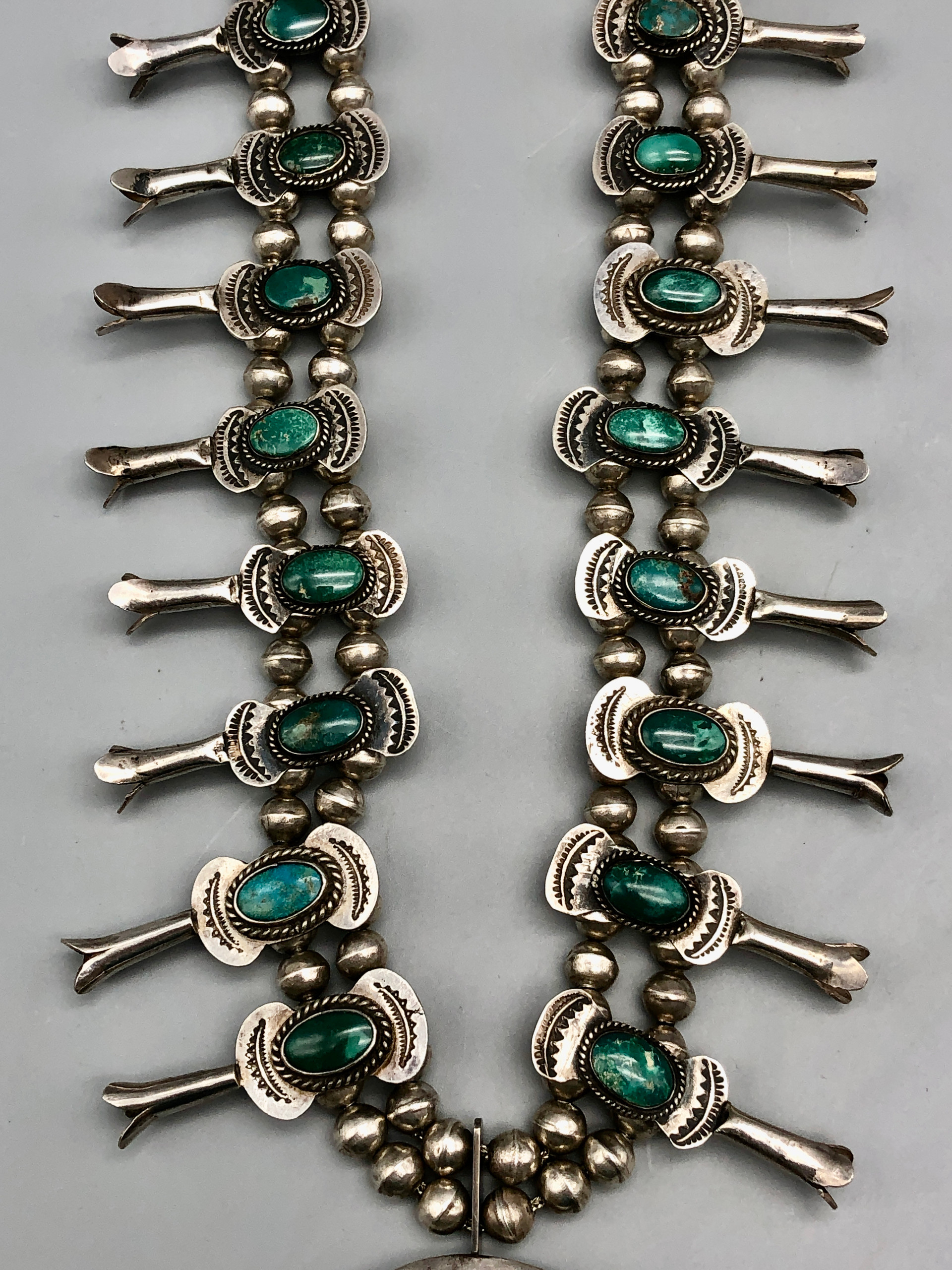 Stylish 1940s Era "Box Bow" Squash Blossom Necklace